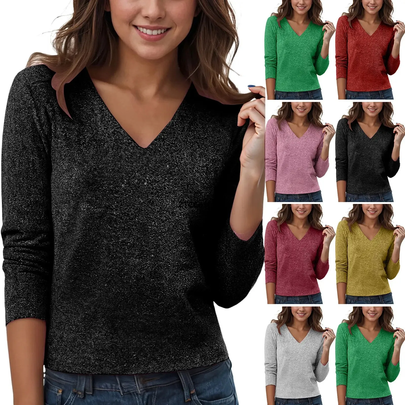 Cosplay Sequin V Neck Long Sle - Women Formal Blouses For Evening Wear ulasan dan harga