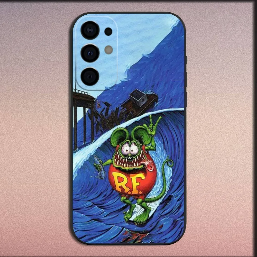 Surf Cool Rat F-Fink Phone Case For Samsung S25,S24,S21,S22,S23,S30,Ultra,S20,Plus,Fe,Lite,Note,10,9,5G Black Soft Cover