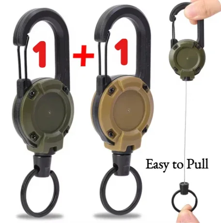 2Pcs Retractable Key Chains Anti-theft Metal Easy-to-pull Buckle Rope Elastic Keychain Sporty Retractable Key Ring