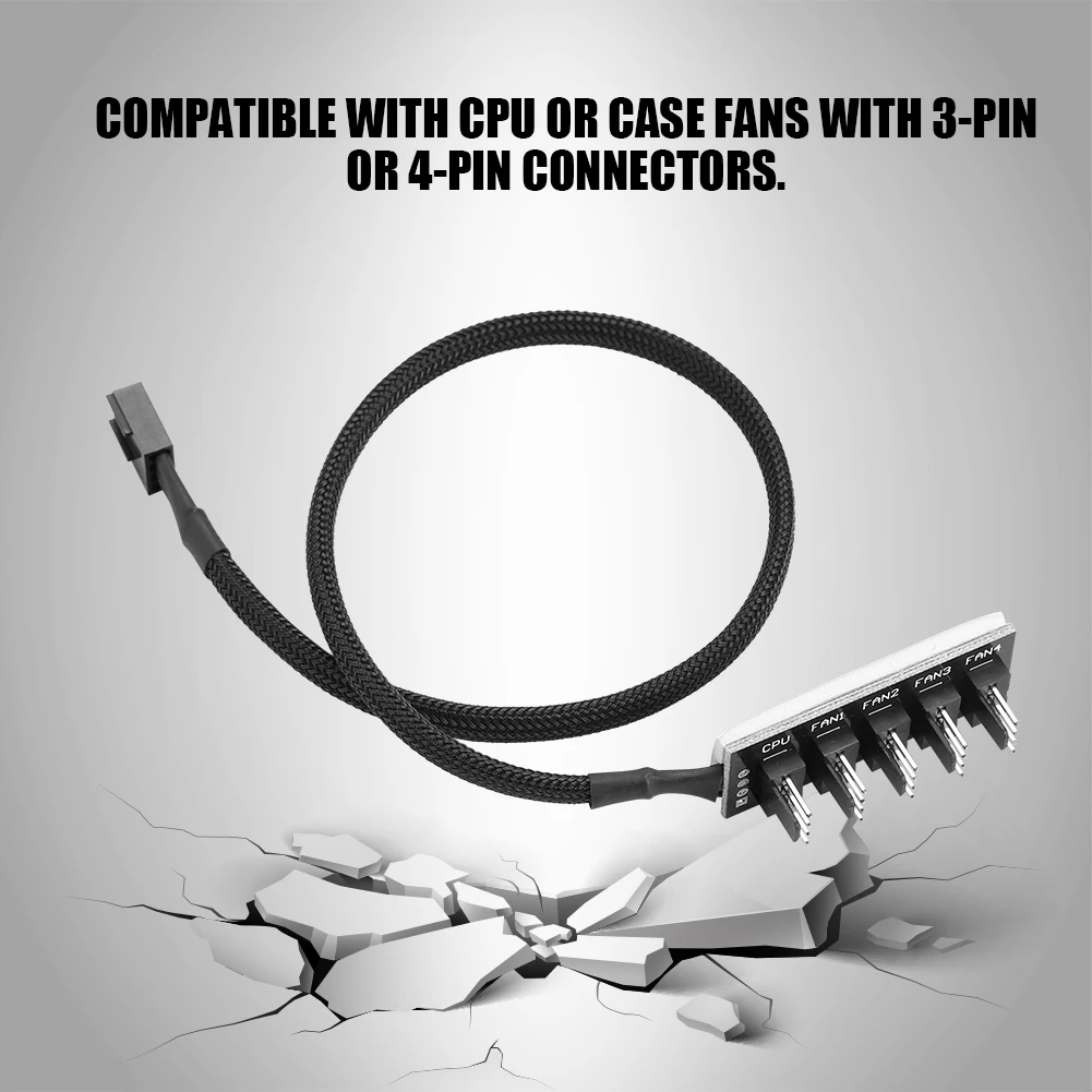 fan hub 5-Port PC 4-Pin PWM CPU Cooling Fan Splitter Hub Adapter Braided Cable 1 Female to 5 Male fan adapter fan hub splitter