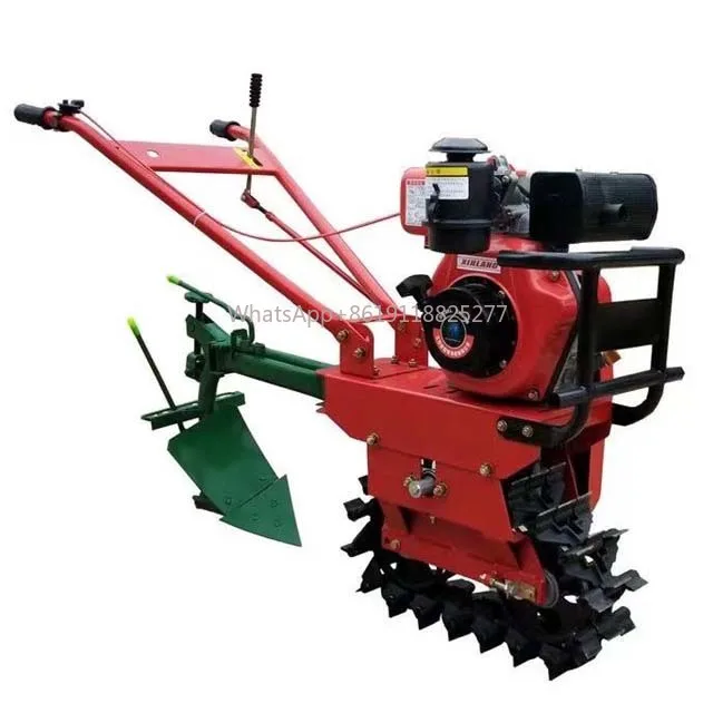 

small plow micro tiller diesel self-propelled agricultural ditcher agricultural fuel farming machinery ditch machine