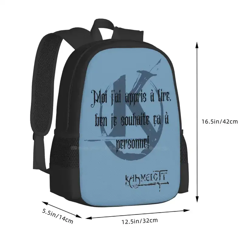 Mochila escolar con frase Kaamelott "La Lecturel!", gran oferta, bolsos de moda, Rey, Arthur, Karadoc, Perceval, película, Humor, divertido, leer