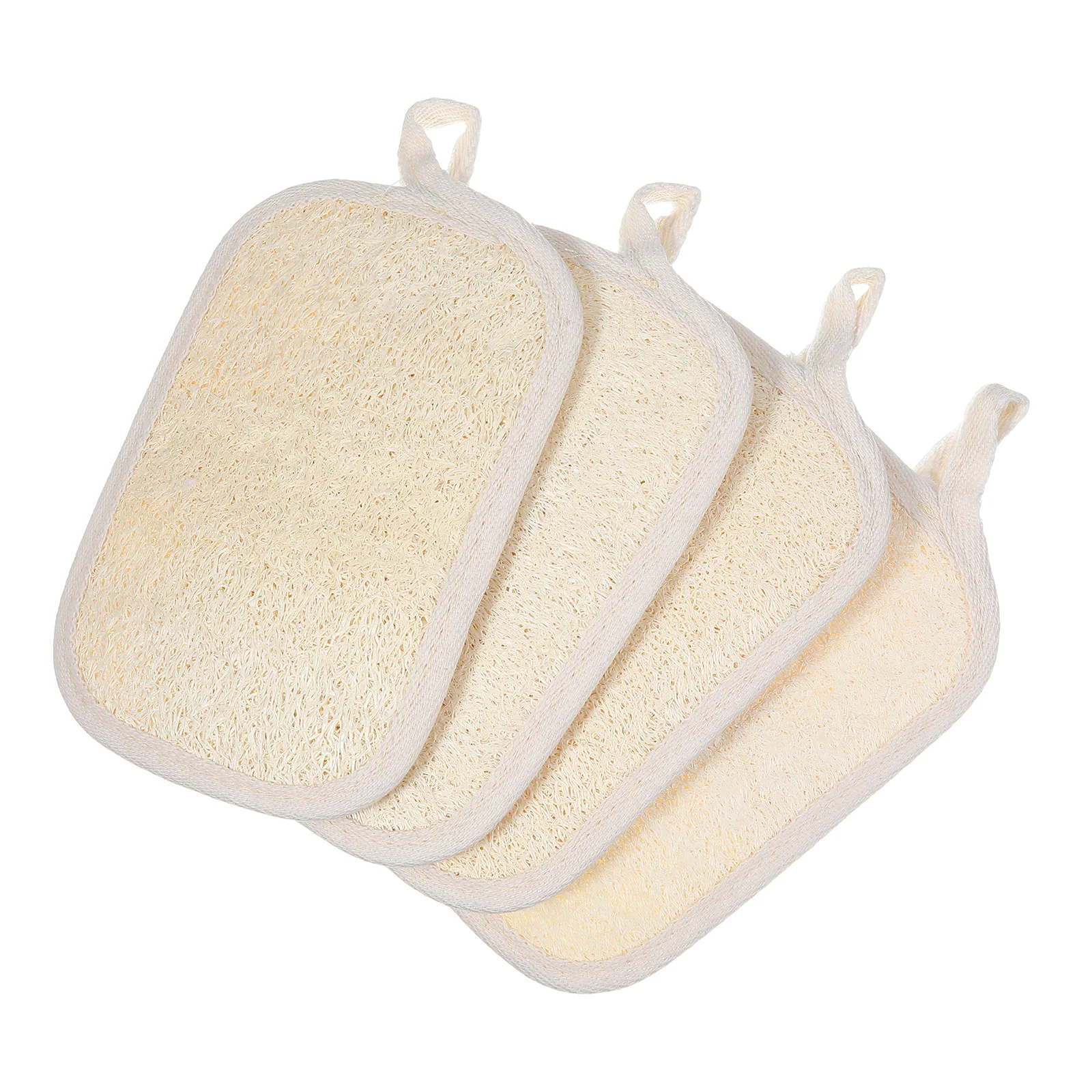 

4Pcs Japanese Washcloths Natural Fiber Body Sponge Exfoliating Shower Pad Nonslip Grip Spa Experience Loofah Sponge Pads