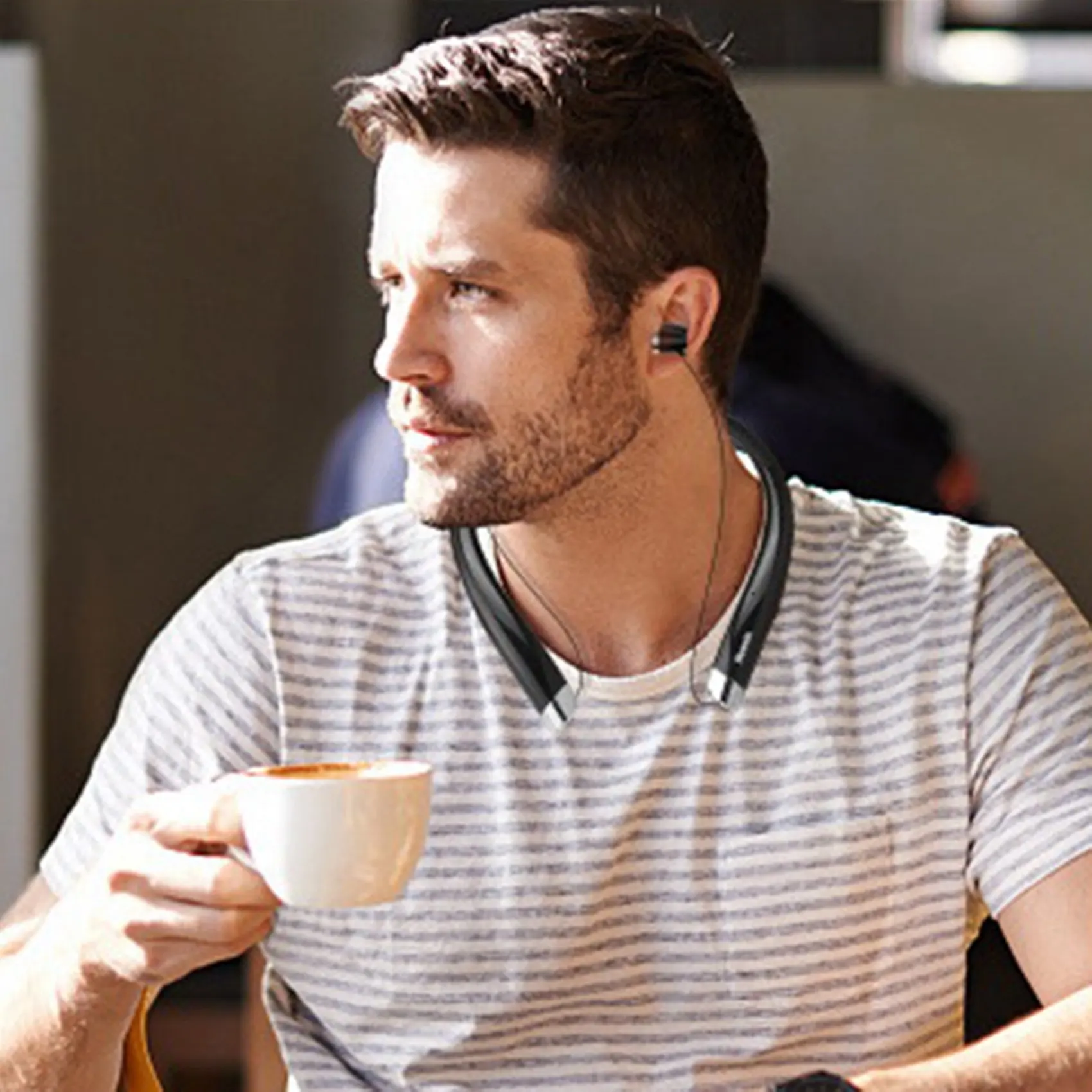 AA41T 5.0 Bluetooth Headset with Retractable Earplugs and Noise-Cancelling Microphone, Suitable for Home Office