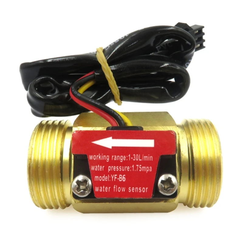 

G3/4" Male Thread Brass Water Flow Sensor Hall Effect Sensor Switch- Flow Meter Flowmeter Counter for Water Heater