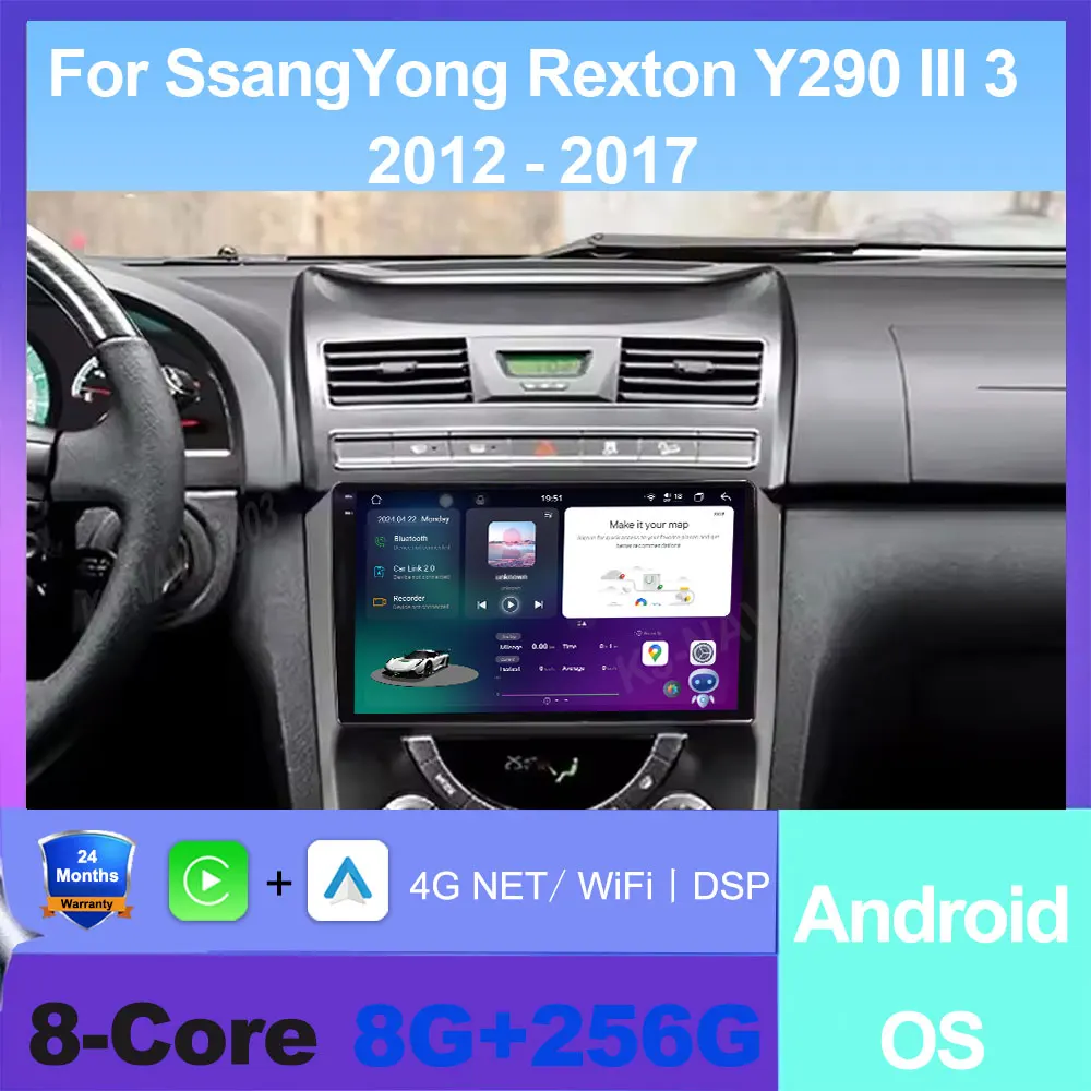 

For SsangYong Rexton Y290 III 3 2012 - 2017 QLED Android 14 Car Radio Multimedia Video Player GPS Wireless CarPlay 4G+Wifi