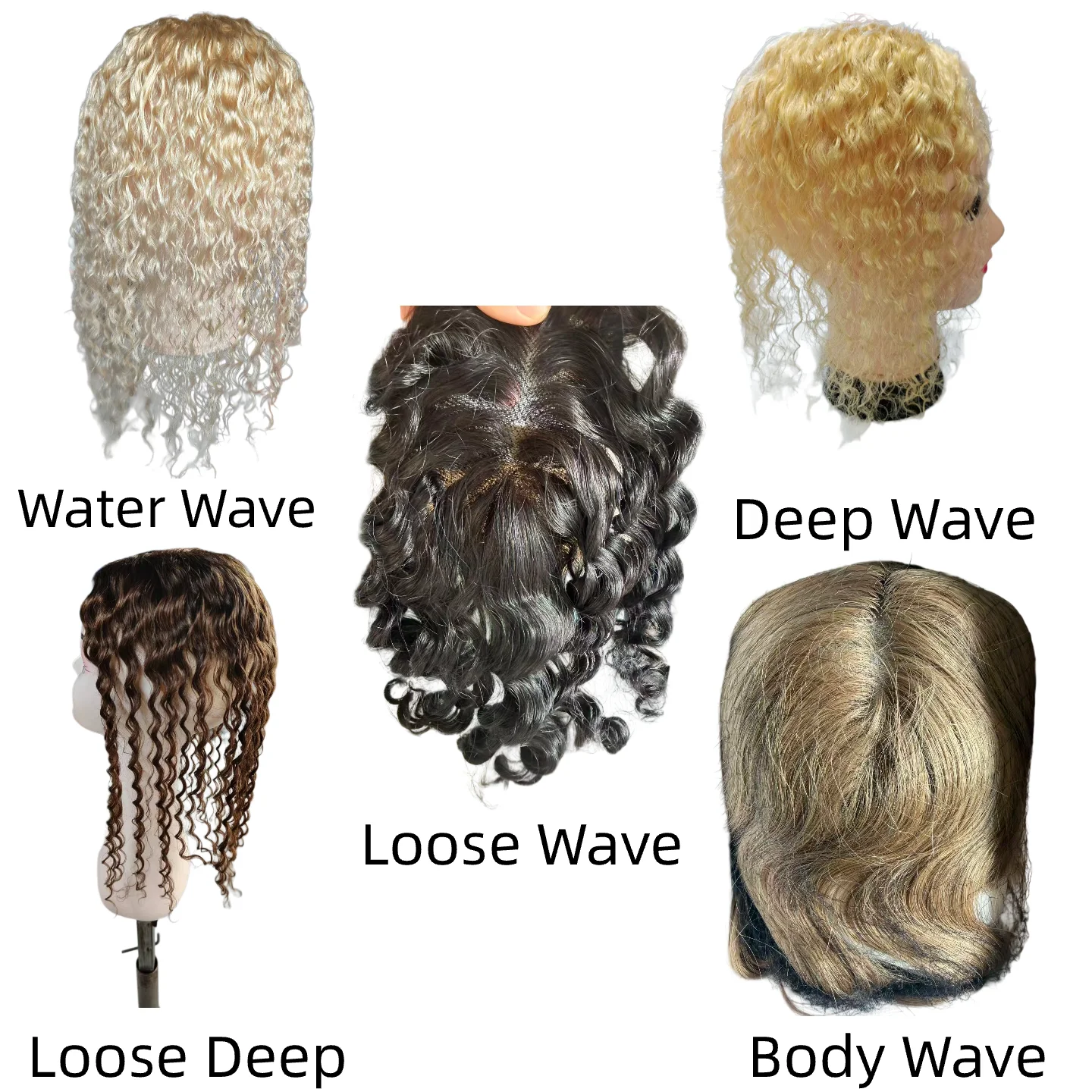 Women Wig 100% Human Hair Swiss Lace 9x14cm 10inch Deep Wave Curly Hairpiece Handmade Color #60 P4-613 7-10Days Ship
