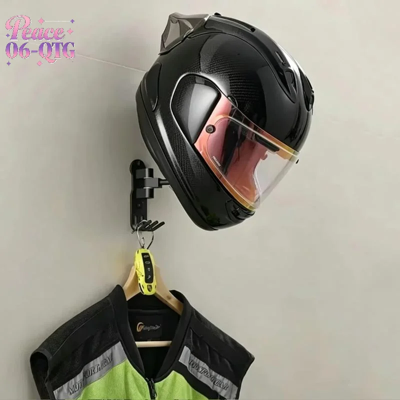 New Sale Wall Mount Helmet Holder 1Pcs 180° Rotation Stand With 2 Hooks Motorcycle Football Helmet Display Hanger For Caps