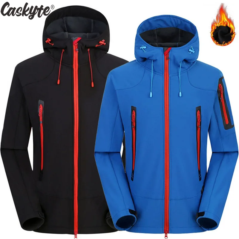 

CASKYTE водонепроницаемая толстовка софтшелл велосипедная куртка мужская зимняя термофлисовая походная одежда уличная лыжная рыбалка охотничье пальто