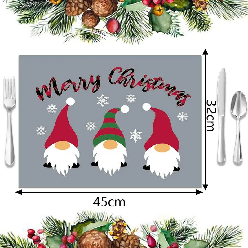 VIKAMA Christmas Faceless Dwarf Meal Mat, Waterproof Insulated Table Mat for Holiday Party Restaurant Decor