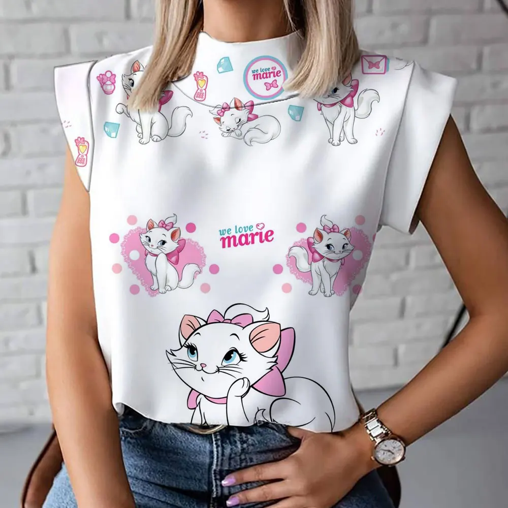 Hallo Kitty Frauen Roll kragen T-Shirt Cartoon Mode bequeme lässige Frauen Kurzarm T-Shirt Sommer Frauen T-Shirt