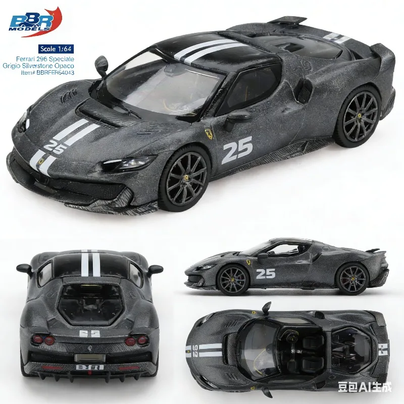 BBR Models 1:64 296 Speciale #25 Grigio Silverstone Opaco Diecast Model Car.