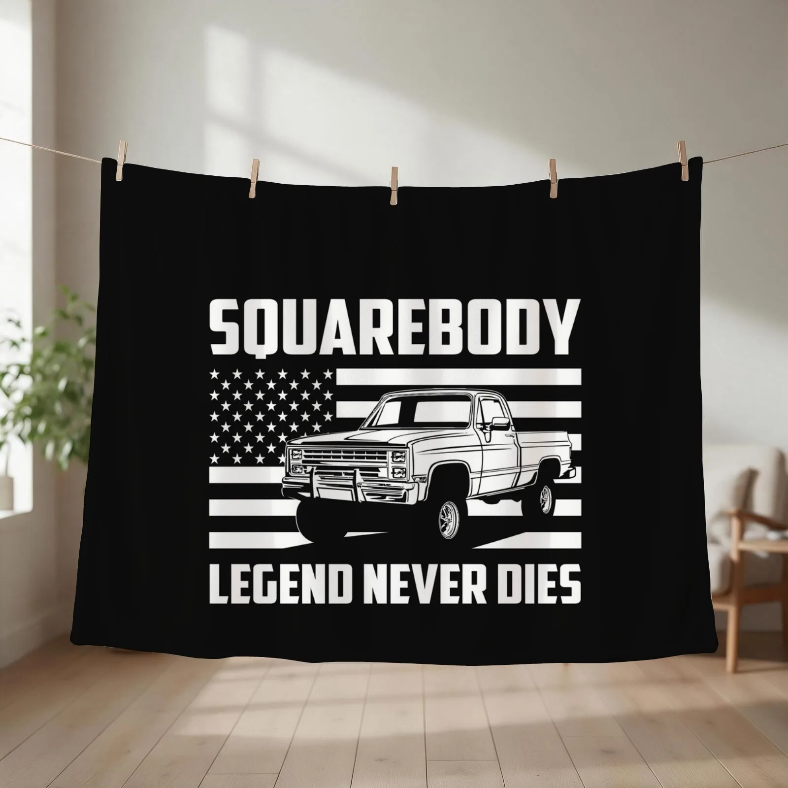 Squarebody Legend Never Dies Classic Square Body Pickup Truck Throw Blanket couch cozy soft plush fuzzy picnic outdoor blanket