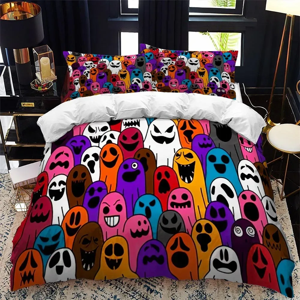 

Halloween Duvet Cover KingQueen Size Colorful Cartoon Ghost Bedding Set Kids Teens Adults Pumpkin