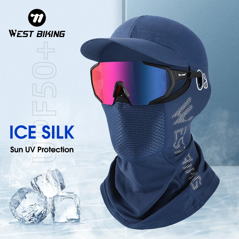 WEST BIKING Summer Cycling Balaclava Bike Motorcycle Sun Protection Ice Silk Hat Face Cover Fishing Hiking Sports Cap Headwear