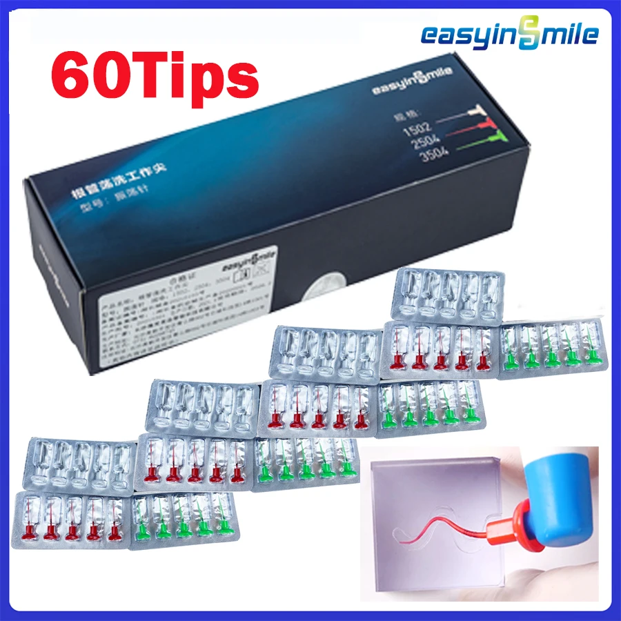 60Pc Easyinsmile Dental Endo Sonic Activator Tip Eddy Sonic Irrigator Tips Root Canal Clean Preflex Tips