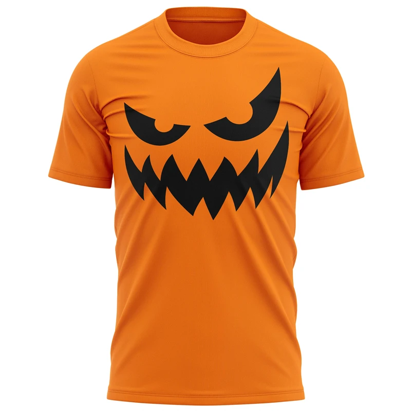 

2025 Pumpkin Face T Shirt Men's 3D Printing Halloween Short Sleeve Black Orange Tee Shirts Outfit Party Cosplay Costume T-shirt