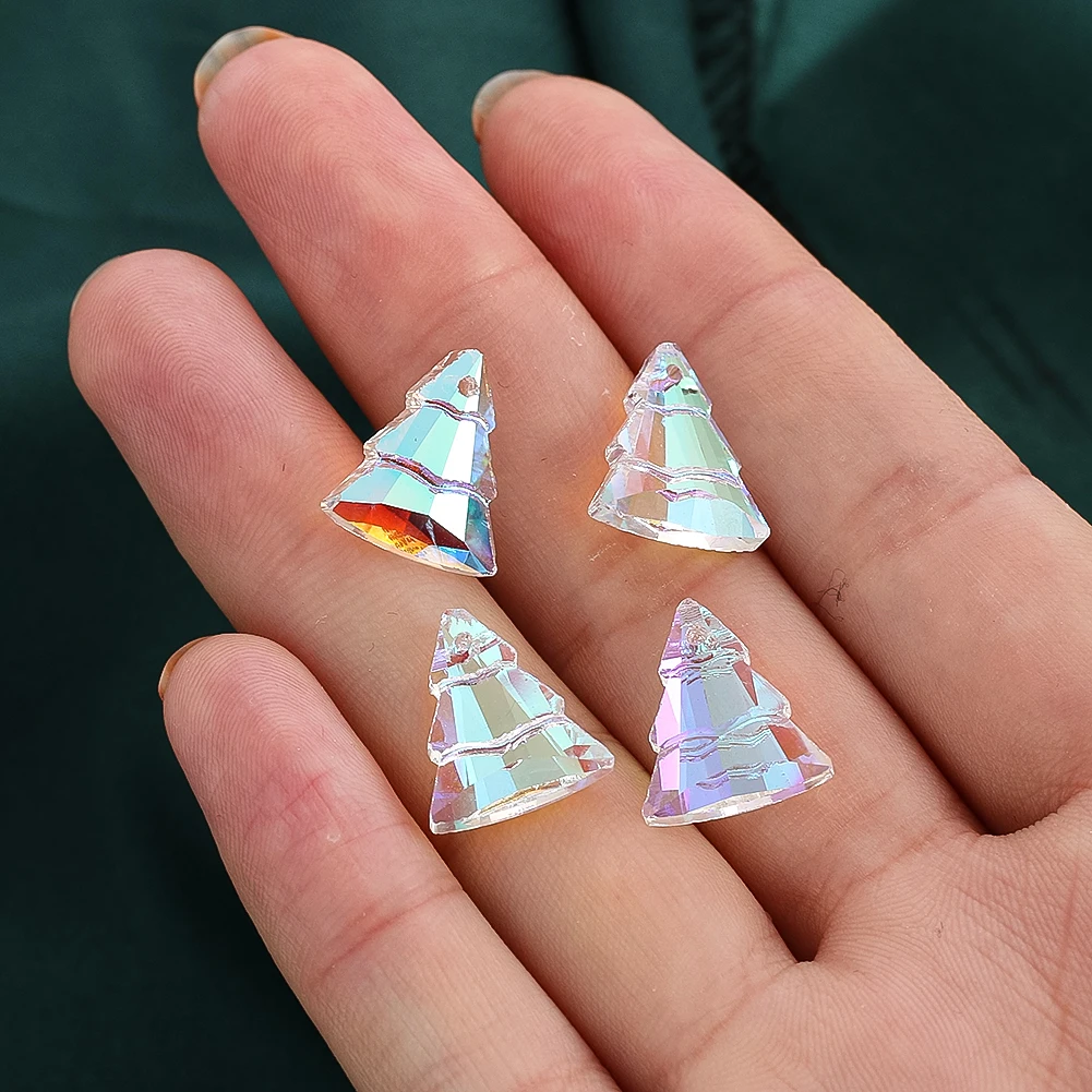 5PCS AB Color Mini Christmas Tree Christmas Tree Crystal Suncatcher Crystal Prisms DIY Home Wedding Decor Accessories