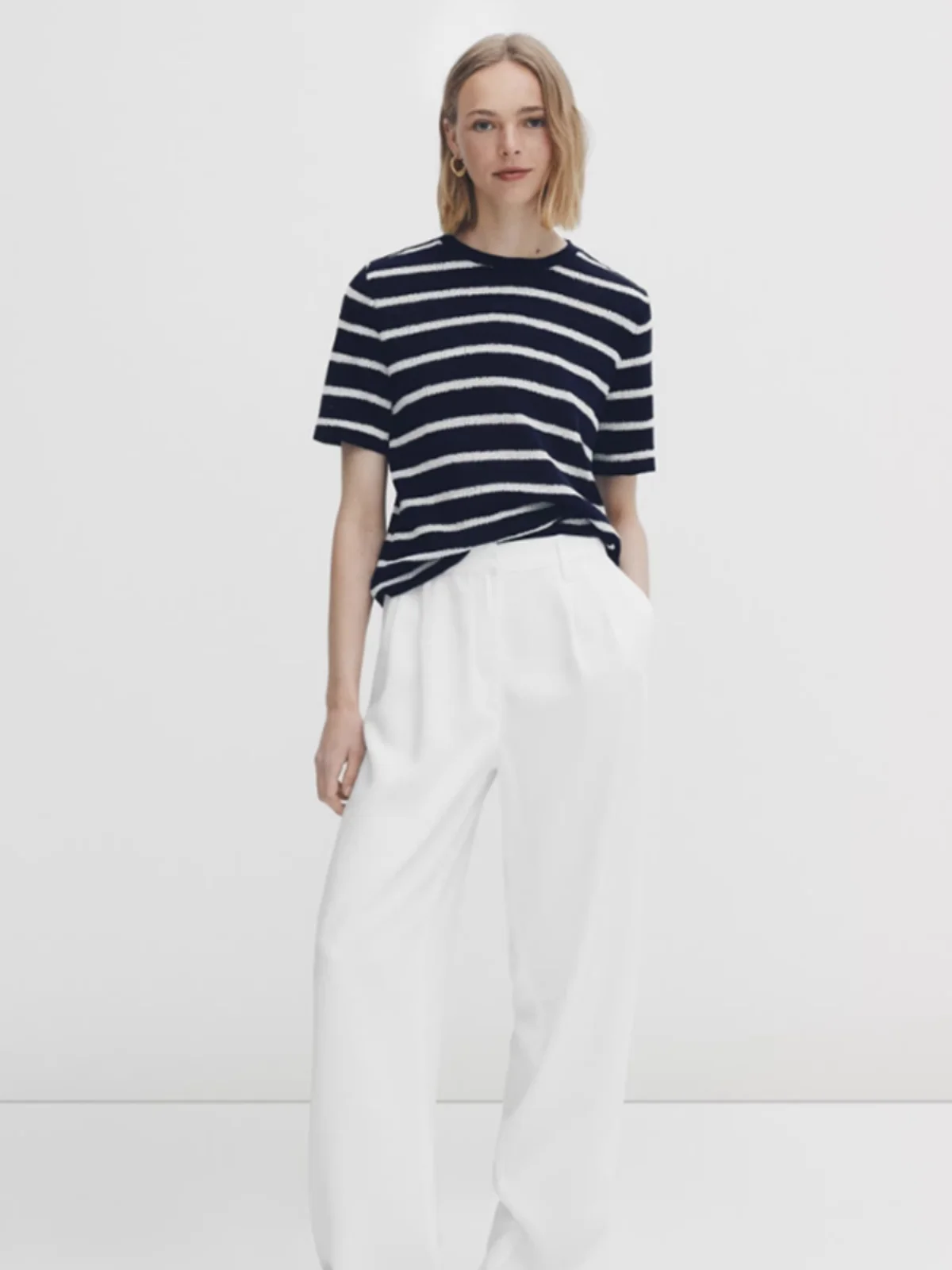 편안한 코튼 라운드 네 텍스처 티셔츠 조끼 버전 여성 캐주얼 출퇴근 탑 여름 신상품 MD2023