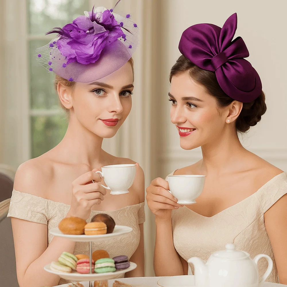 

Vintage Feathers Mesh Fascinator Hat Elegant Exquisite Veil Hat Headwear Sweet Hair Hoop Bride Headdress Wedding