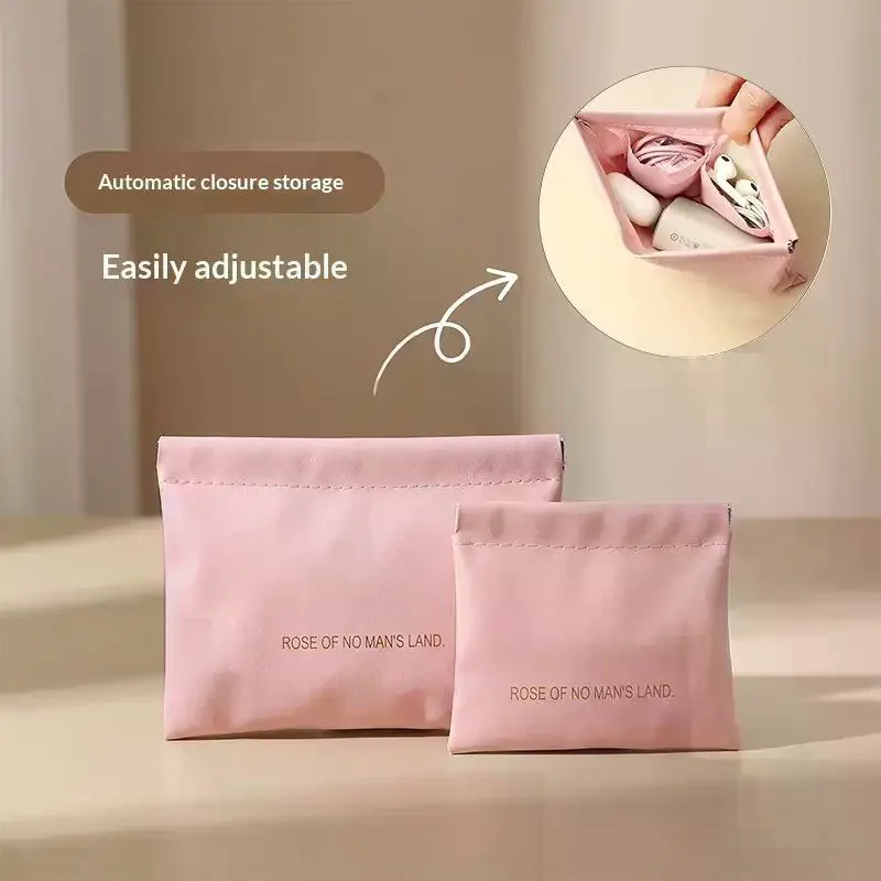 Waterproof PU Self Closing Storage Bag Lightweight Large Capacity Portable Pouch for Cosmetics Travel Toiletries