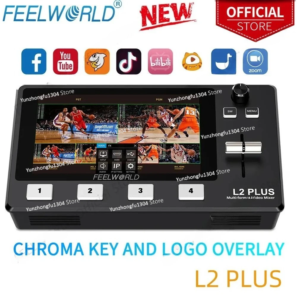 

FEELWORLD L2 PLUS 5.5" LCD Touch Screen Chroma Key and LOGO Overlay Multi-camera Video Switcher for Wedding Character Interview
