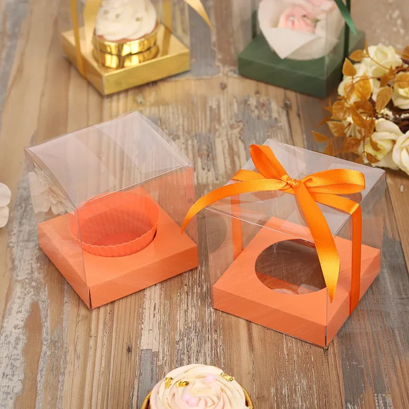 

12/48Pcs Square PVC Cupcake Boxes Gift Packaging Box for Candy,Cookie,Cupcake Display Storage Wedding Party Favor Gift Packing