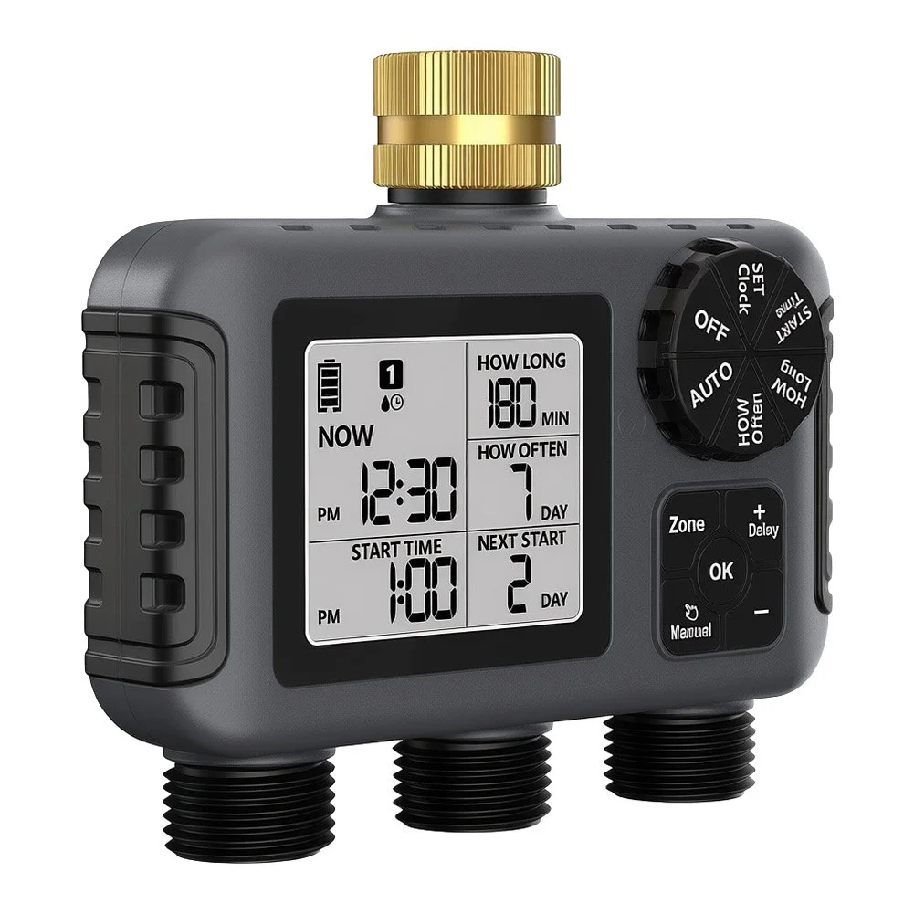 For Yard Lawn Garden 3 Outlet Sprinkler Timer For Drought Management Automatic Garden Watering Timer Robust Brass Construction