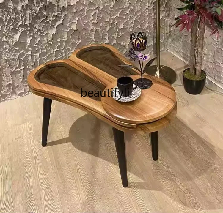 

Nordic designers creative minimalist design beetle shape solid wood table living room balcony art side few coffee table