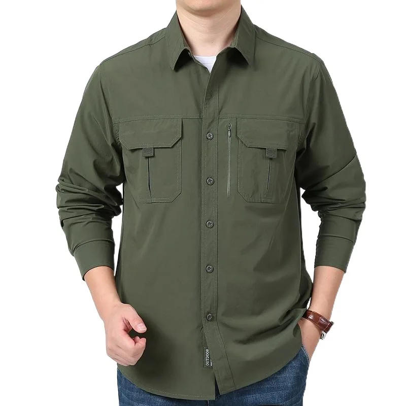 البوب 2024 الرجال سريعة الجافة الصيد قمصان طويلة الأكمام الذكور الرياضة في الهواء الطلق الدراجات الملابس الرجال الصلبة تنفس قمصان غير رسمية #4