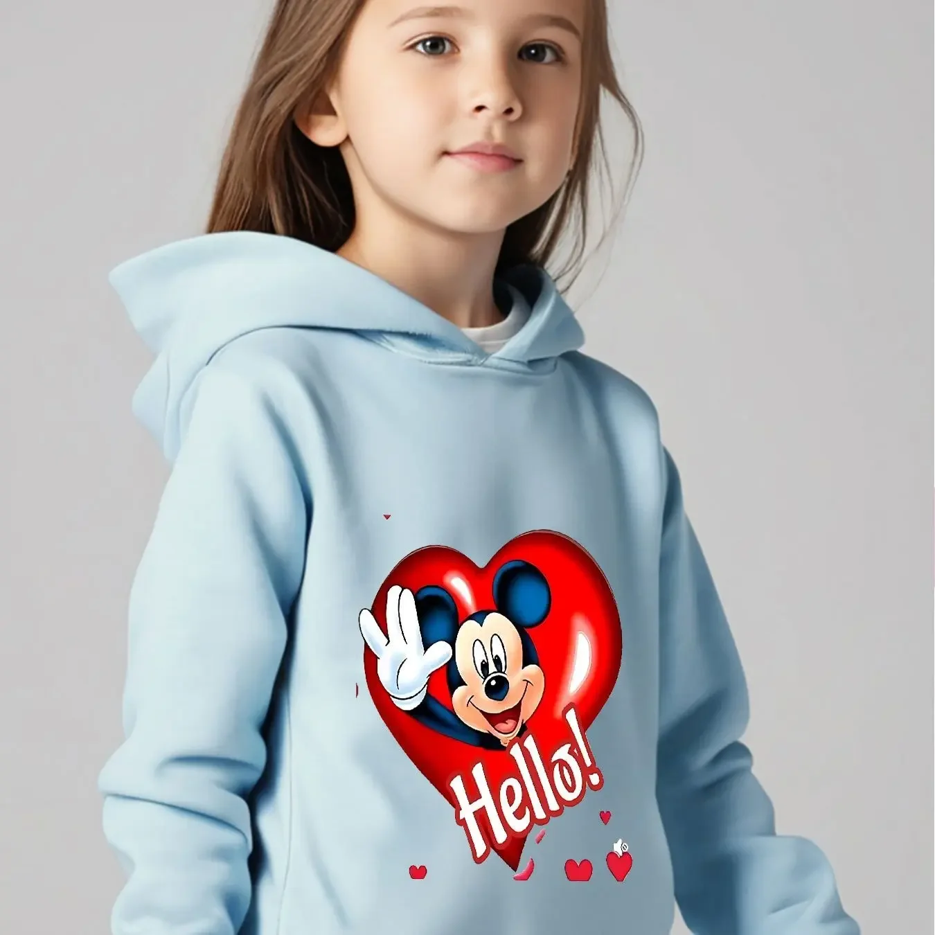 

Disney Mouse Hello Heart Christmas Day Thanksgiving Day Halloween Day Children's Day Gift Kids Long Sleeve