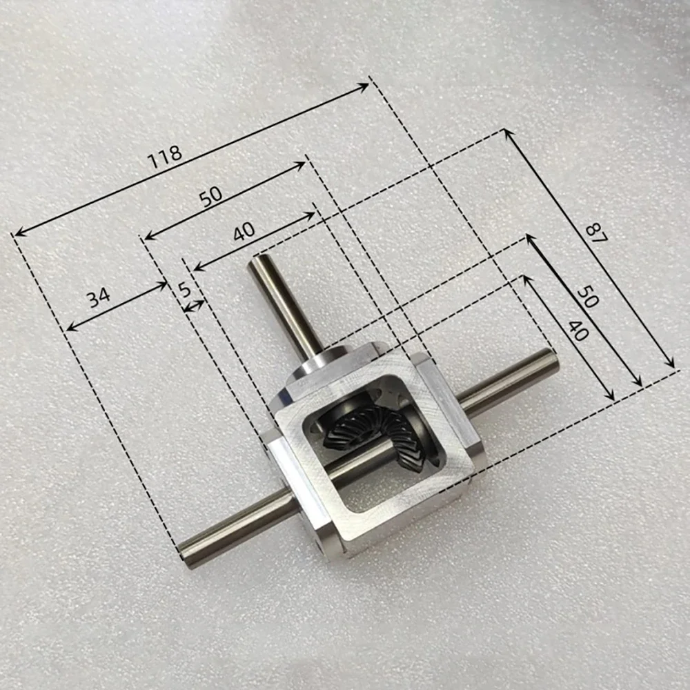 Ratio 1:1 T-Type Cross Commutator Right Angle Transmission 1M 20T Bevel Gearbox Output Shaft Diameter 8MM Load 20KG Max 2000RPM