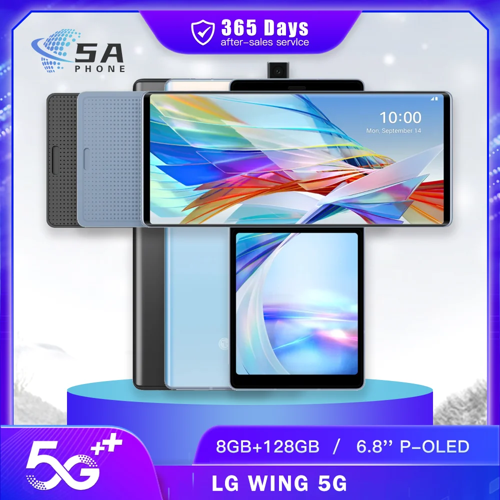 Original LG WING 5G CellPhone F100VM F100TM F100N F100 4G LTE