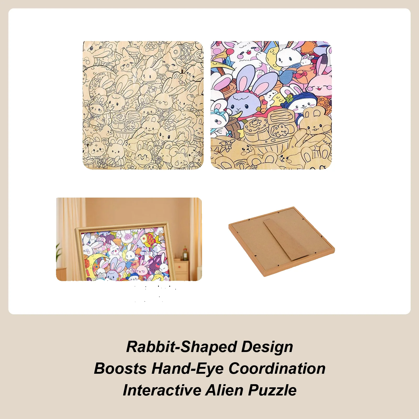 

Puzzle Games For Kids Rabbit Craft Home Decor Hand-Painted Coloring Brain Puzzles For Adults For 6-12 Years Old Preschool Kids