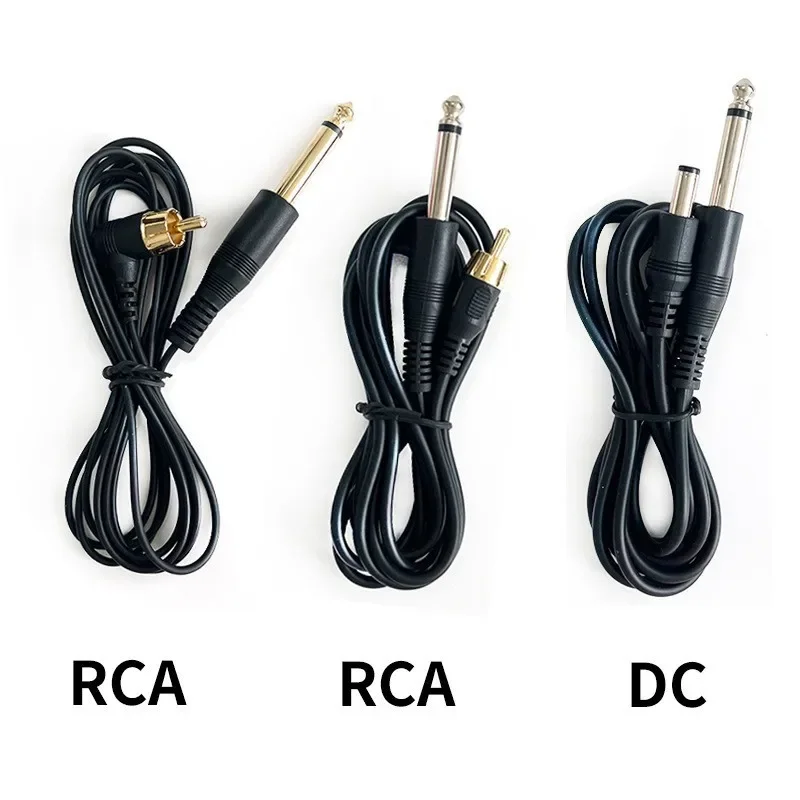 1PCSTattoo motor machine connection line 6.35 revolution RCA Lotus elbow male gold plated DC head tattoo pen power line 2 meters