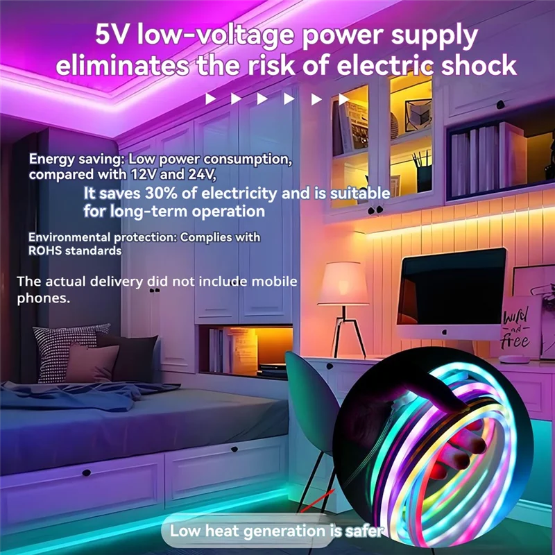 

Hot Sale-RGB Neon Light Strip 5M With 24 Key Remote Control- Color Changing Waterproof Lights For Bedroom, Room And Outdoor Decr