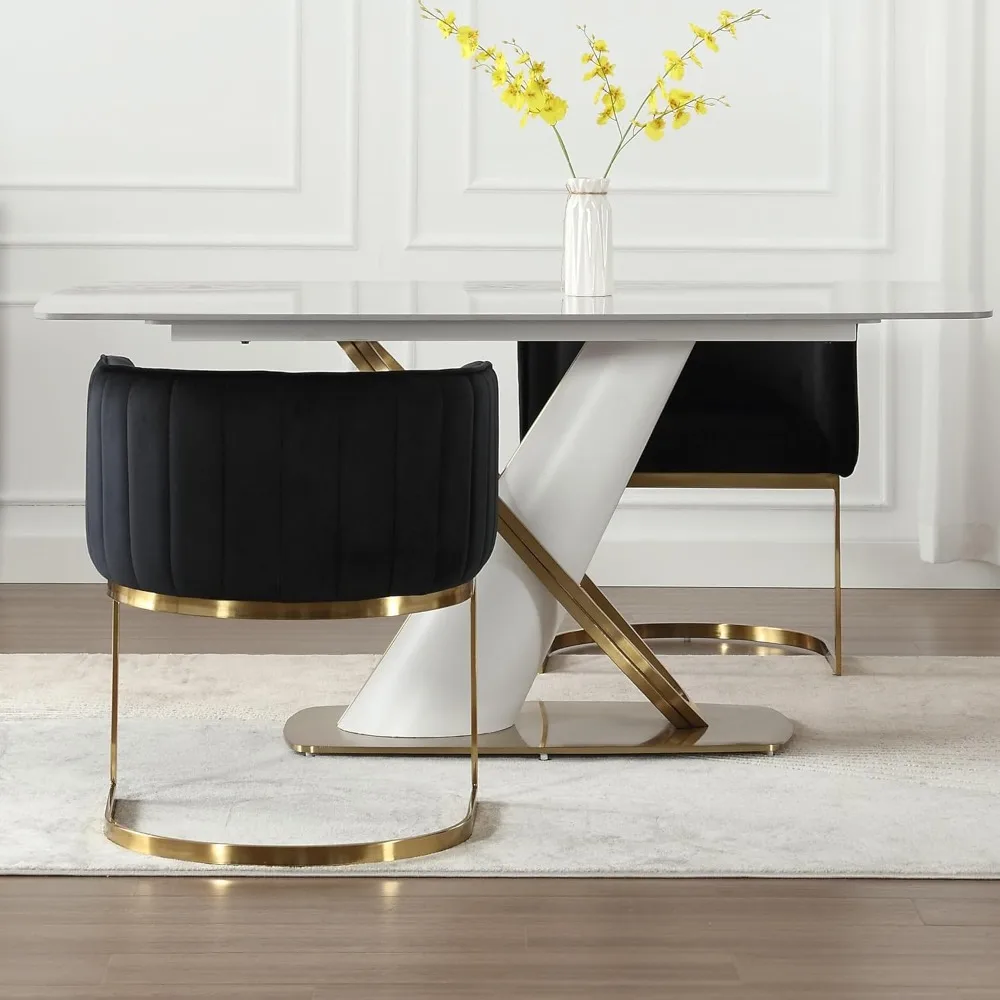 Dining Room Chairs with Arms Mid Century Modern Dining Chair with Gold Metal Legs for Dining Room Restaurant Cafe Living Room