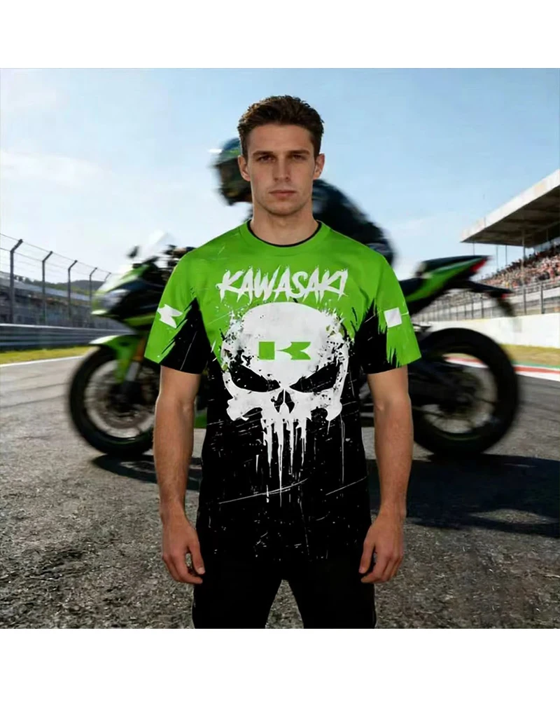 

Kawasaki Men's T-shirt Kawasaki Motorcycle Fashion Printed Cycling Men's T-shirt Women's T-shirt Sports Top