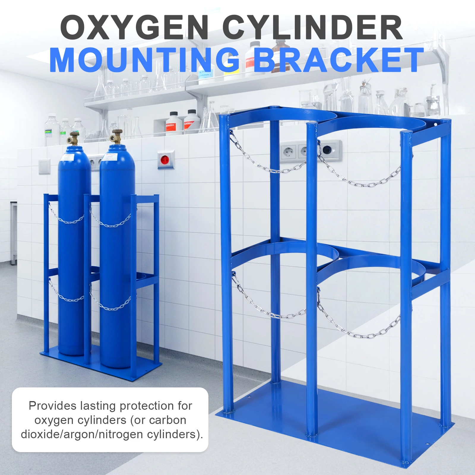 

40L Gas Cylinder Organizer Shelf with Protective Chain Metal Gas Cylinder Fixing Bracket for Factories Schools & Hospitals