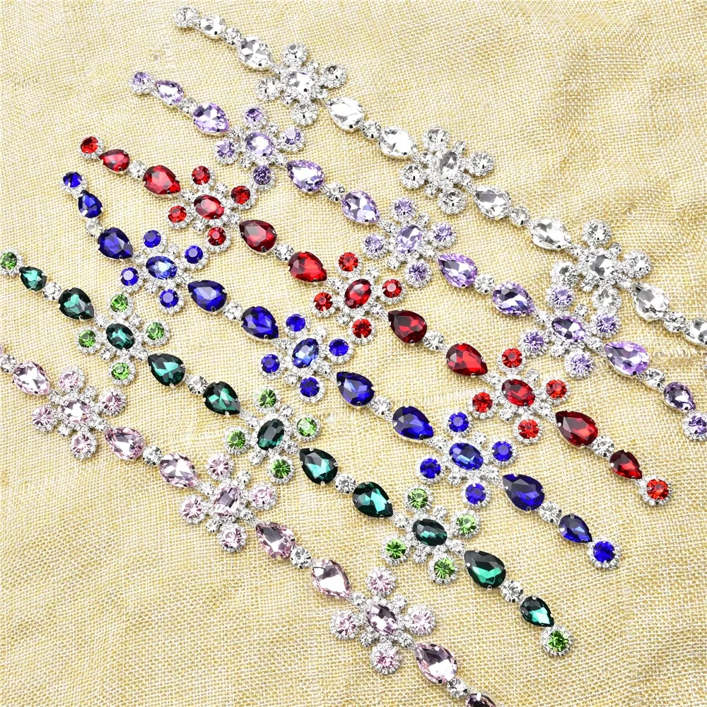 

Party Wedding Gown Sew-On Rhinestone Floral Multi-Color Garment Accessory Design Clothing Eye-Catching Decor Piece