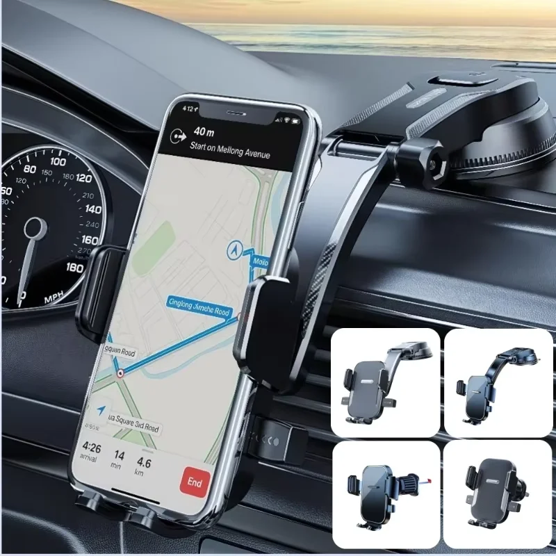 Car Phone Holder Dashboard Windshield 360° Rotation Phone Holder for GPS Navigation Secure Hanging With Extension Rod Bracket