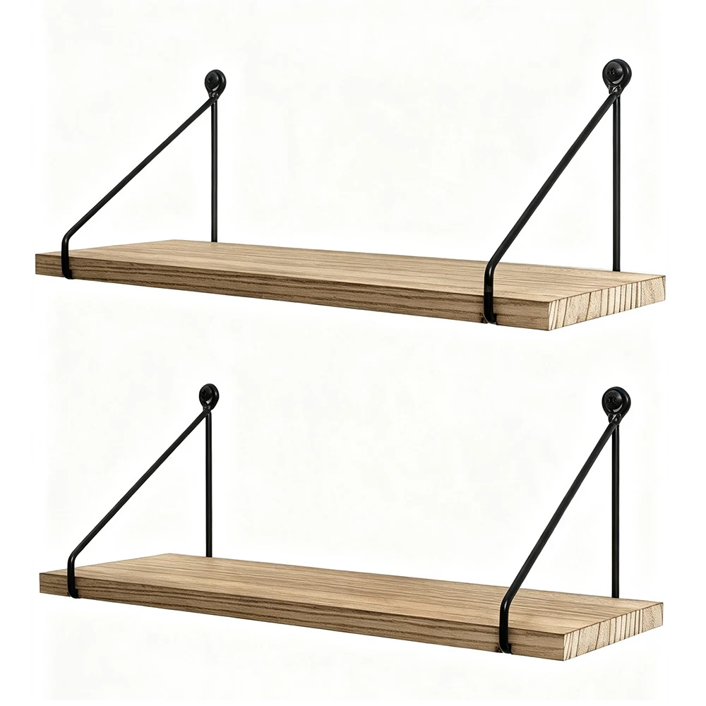 2 Pack Modern Floating Wall Shelves, 16.5 Inch Wall Mount Display Storage Shelf, Versatile Organizer for over Toilet, Bedroom, Living Room Home Decor