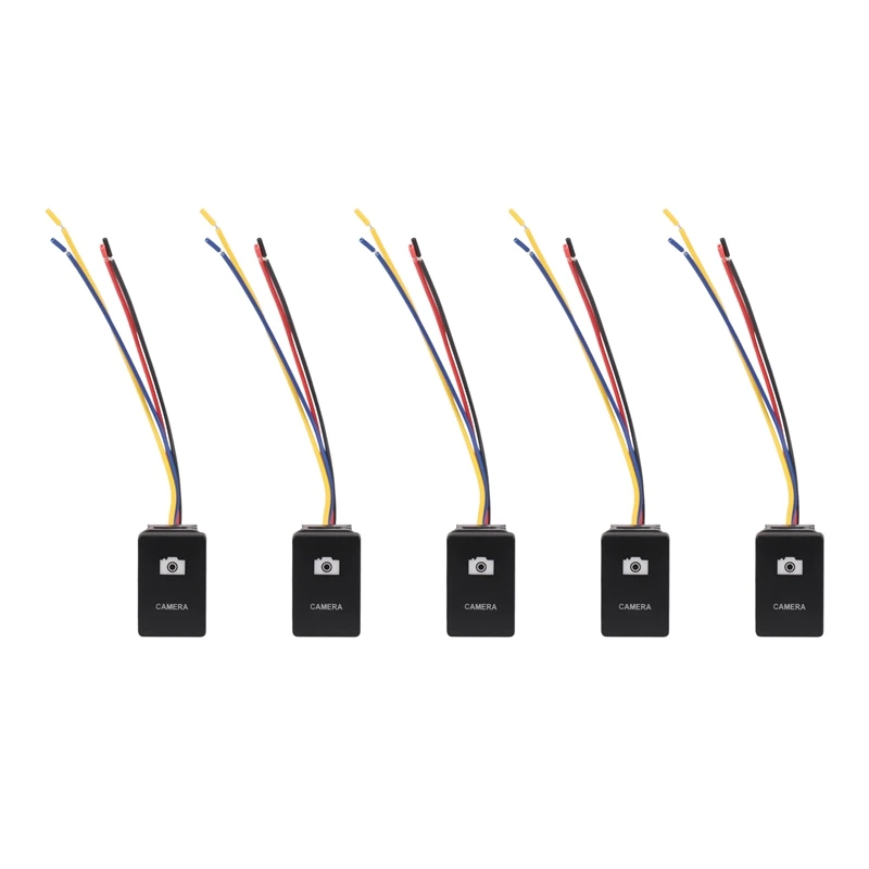 5Pcs 33X22mm 12V Blue LED Illuminated Switch On/Off For Toyota Landcruiser Yaris RAV4 Black