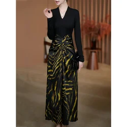 Light Luxury Simple Splicing Fashion Autumn New Style Stylish and Elegant Design Slim Fit Belly Covering and Slimming Dresses