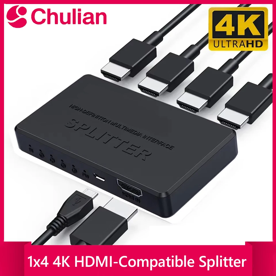 1 in 4 out 4K 2K HDMI-compatible Splitter 4x1 HDTV Switch HD