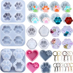 Kitten Claw Keychain Mold DIY Resin Mold Crystal Epoxy Silicone Mold Dog Tag Bone Shaped Pendant Jewelry Making Casting Mould