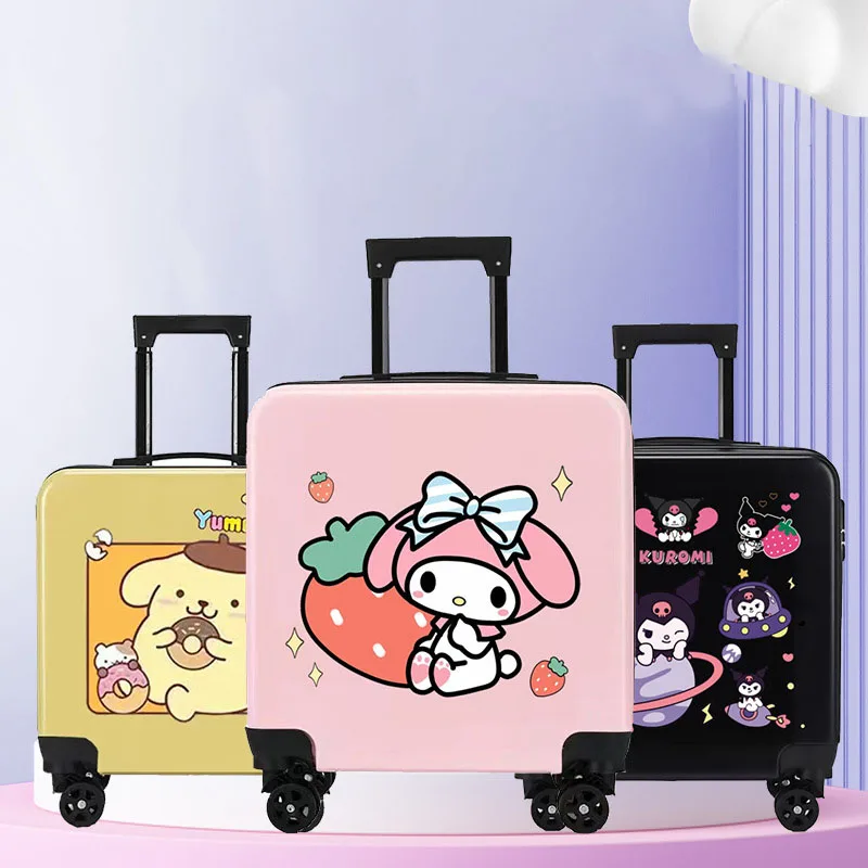 

Kawaii детский студенческий чемодан на колесиках, ящик для хранения, посадочный чехол, ящик для пароля My Melody Sanrio, чемодан с паролем, подарок