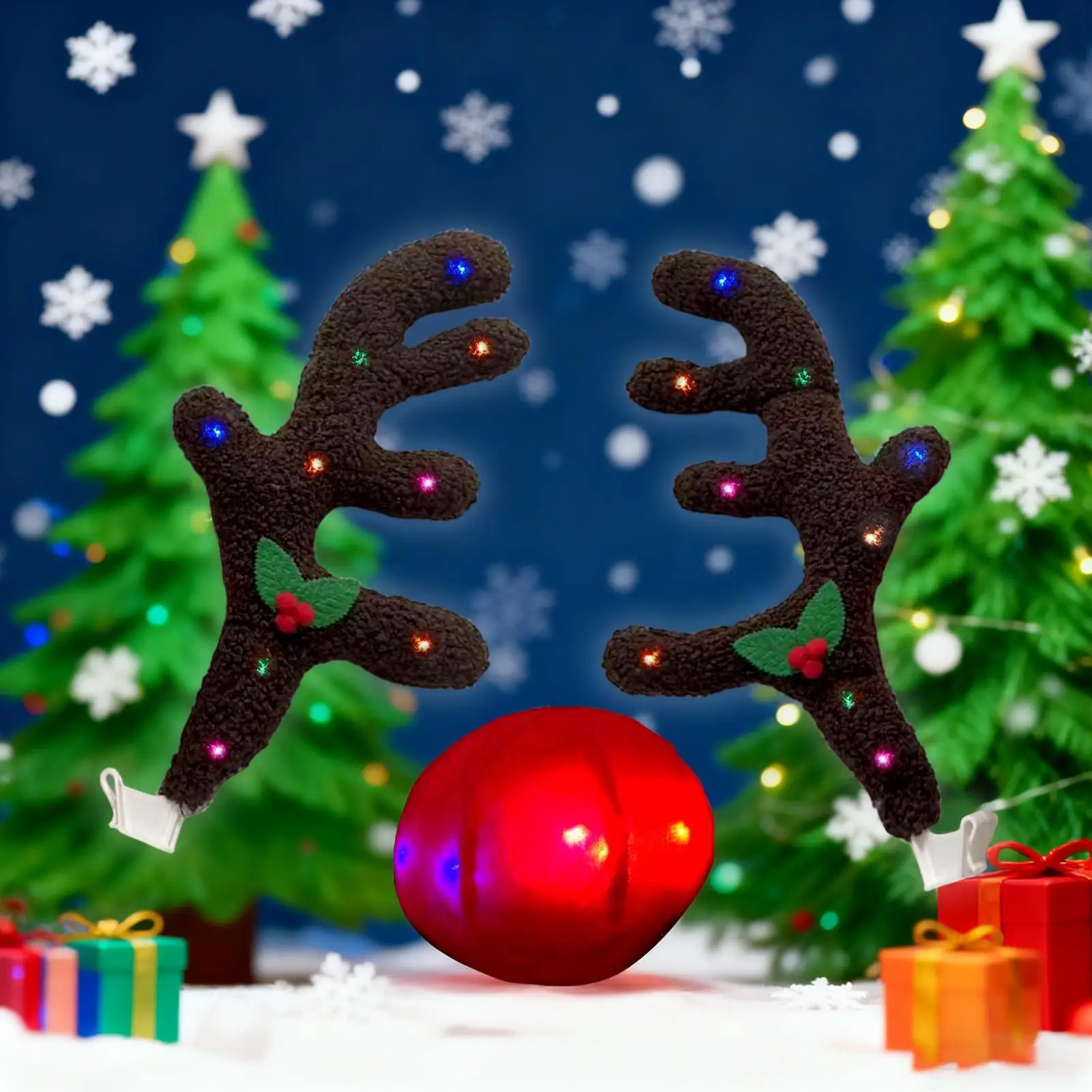 قرون الرنة للسيارات عطلة الخارجي السيارات الديكور عيد الميلاد الرنة لسيارة الحلي لسيارات الدفع الرباعي فان شاحنة مركبة #3