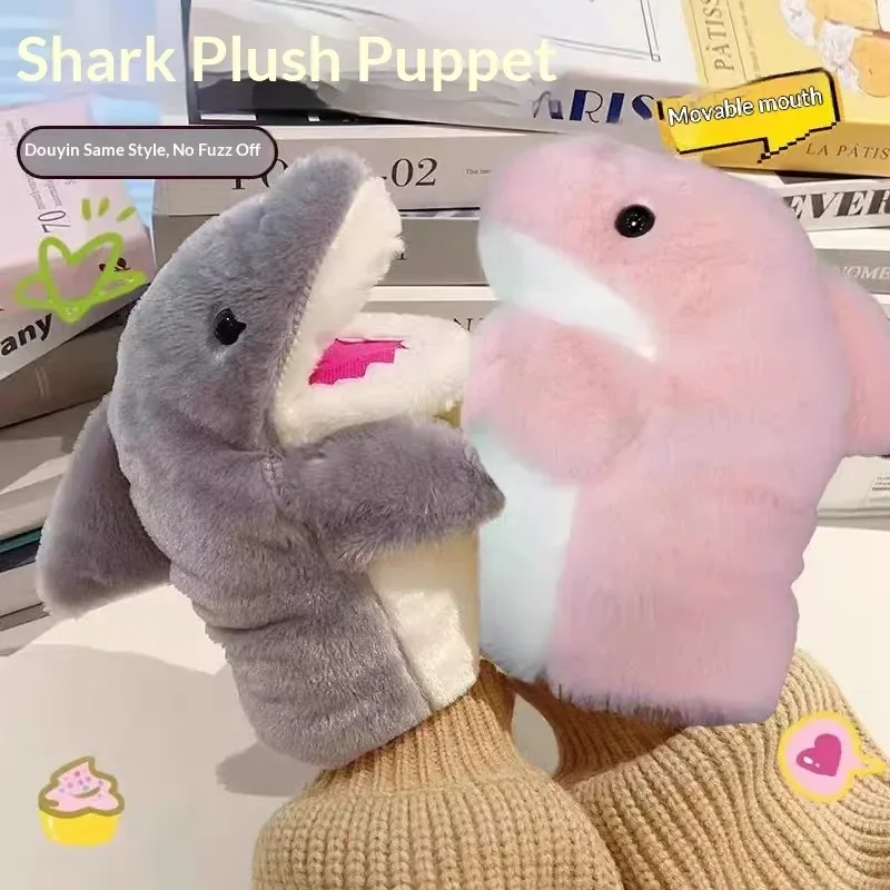 상어 손 인형 장난감 인터랙티브 플러시 동물 움직이는 입 포함 어린이 소년 소녀 생일 선물 역할 놀이