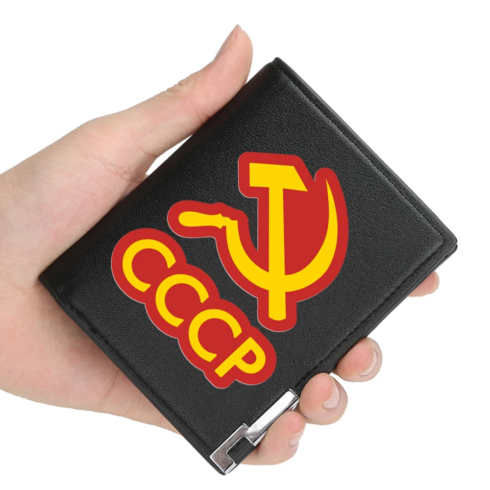 

New arrivals Soviet Union CCCP design Mission Printing Pu Leather Wallet Men Women Billfold Credit Card Holders Short Purses